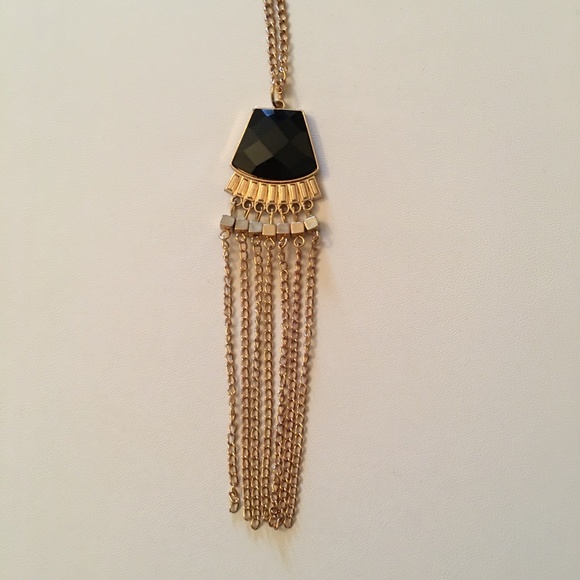 Gold-Tone and Black Ornament Pendant Necklace - Picture 2 of 3